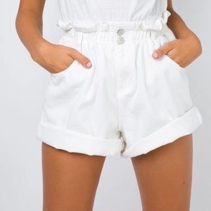SHIPWRECK PAPER BAG DENIM SHORTS WHITE